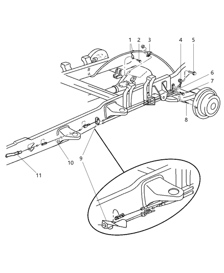 2001 Dodge Ram 1500 Rear Cable Diagram for 52009934AA