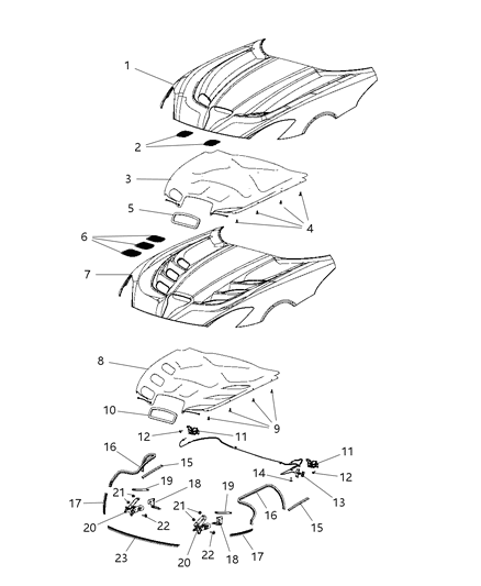 2013 Dodge Viper Hood Diagram for 68139366AB