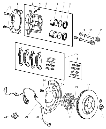 2007 Jeep Commander Sensor Anti-Lock Brakes Diagram for 56044144AC