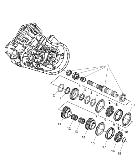 2009 Chrysler PT Cruiser Input Shaft , Counter Shaft And Reverse Shaft Diagram 1 - Thumbnail