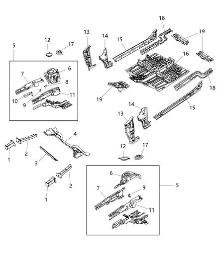 2015 Chrysler 200 Reinforcement Bodyside Aperture Front Diagram for 68104296AA