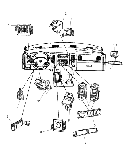 2010 Dodge Ram 3500 Cab Chassis Switches Instrument Panel Diagram