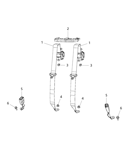 2014 Chrysler 200 Seat Belts Rear Diagram 1 - Thumbnail