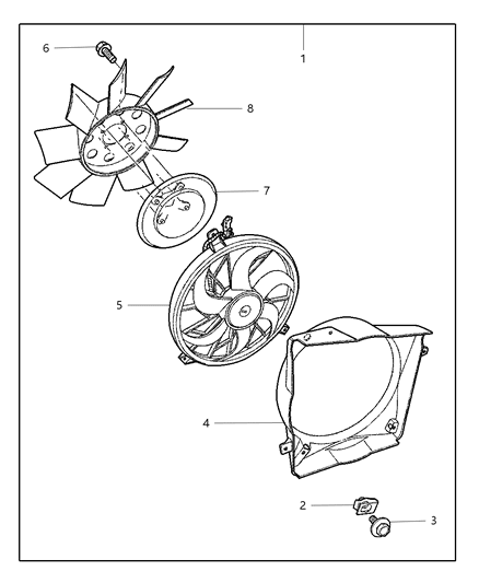 2003 Jeep Liberty Fan Kit Cooling Heavy Duty Diagram for 82206937