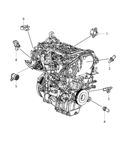 2018 Jeep Cherokee Sensors, Engine Diagram 1 - Thumbnail