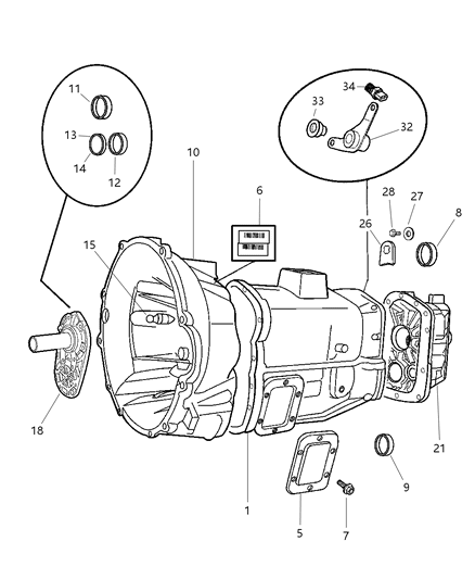 2000 Dodge Ram 2500 Regular Cab Case & Related Parts of Manual Transmission Diagram 2 - Thumbnail