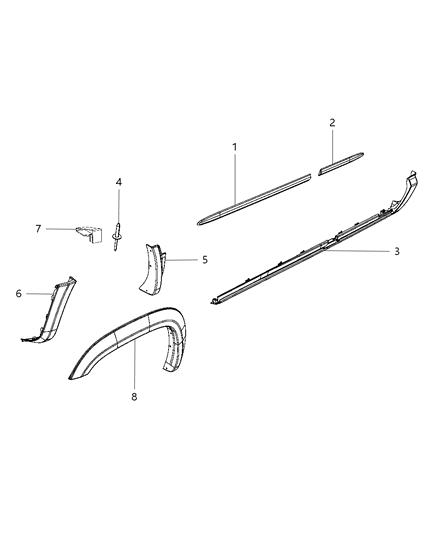 2011 Ram Dakota Mud Guard, Driver Side Diagram for 5JL49TZZAC