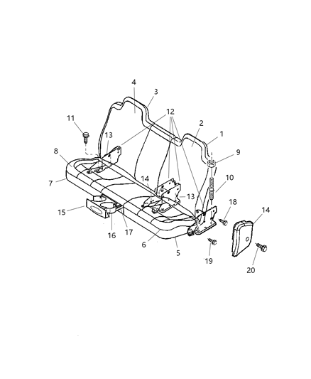 2000 Dodge Dakota Latch Cover, Outer Diagram for 5015794AA