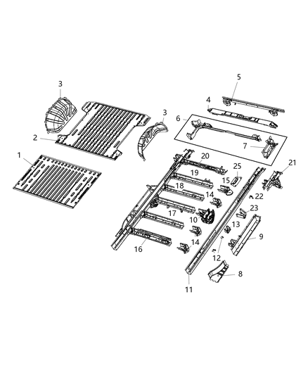 2021 Ram ProMaster 1500 Inner Rail, Passenger Side Diagram for 68184204AA