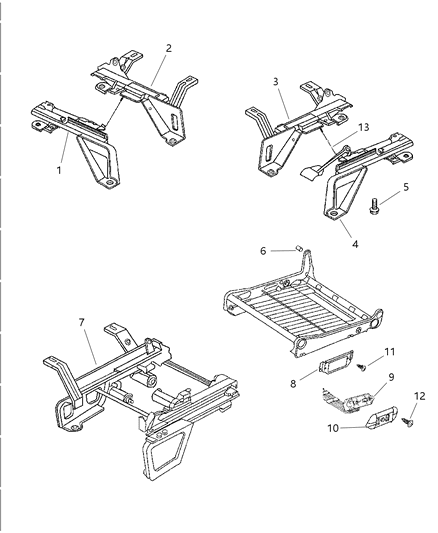 2002 Dodge Ram 2500 Regular Cab Adjusters - Split Bench Seat Diagram