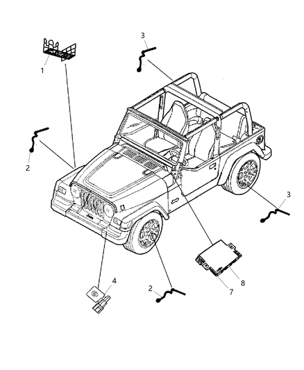 2007 Jeep Wrangler Sensor Kit Wheel Speed Diagram for 68003281AD