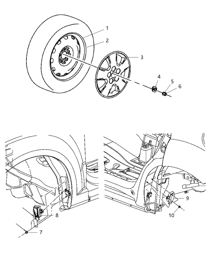 2009 Dodge Caliber Sensor Package Tire Pressure See Group 008 Electrical Diagram for 68001696AB