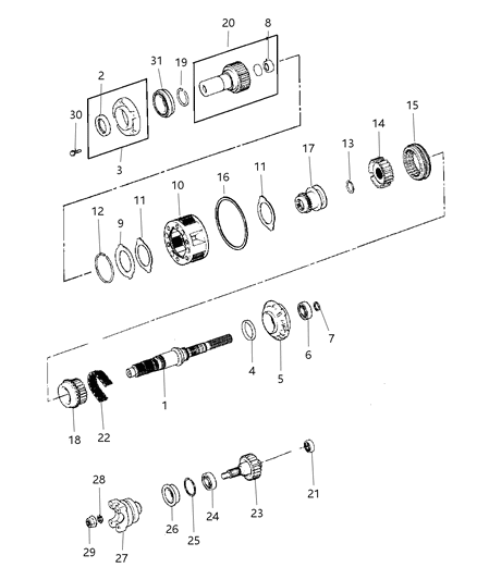 1998 Jeep Cherokee Gear Train of Transfer Case Model Diagram 1 - Thumbnail