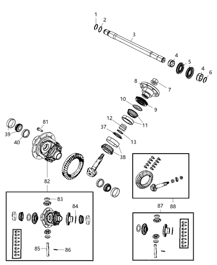 2010 Jeep Liberty Ring & Pinion, Front Diagram for 68004071AB