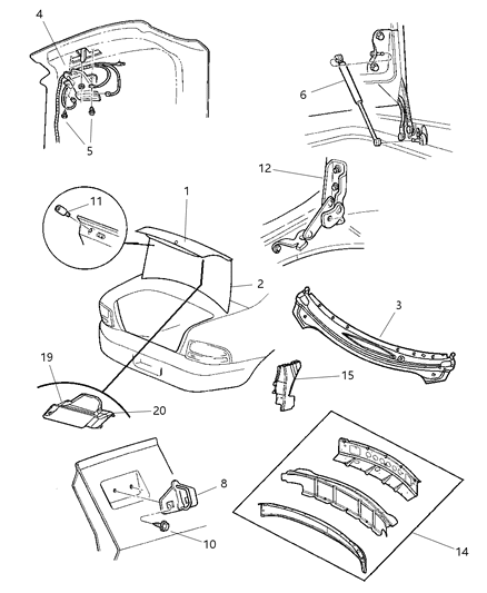 2003 Chrysler Sebring Latch Deck Lid Diagram for 4878882AC