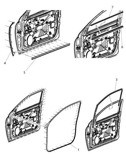 2016 Ram 2500 Weatherstrip Front Door Belt Outer Diagram for 68245331AB
