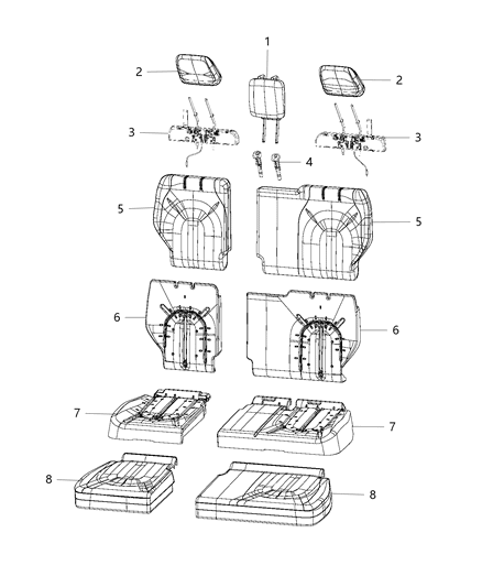 2017 Chrysler Pacifica Foam Seat Cushion Third Row Diagram for 68224702AB