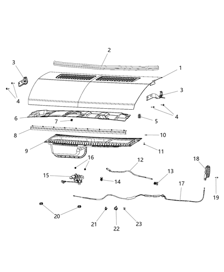 2015 Ram ProMaster 3500 Release Handle, Front Diagram for 1ZQ11JXWAA
