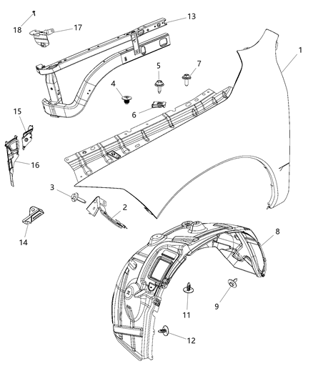 2014 Ram 1500 Closure Fender Diagram for 68095950AE