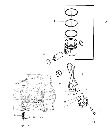2008 Dodge Ram 2500 Pistons , Piston Rings , Connecting Rods & Bearings Diagram 3 - Thumbnail