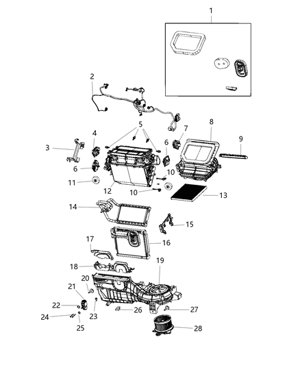 2020 Jeep Gladiator A/C & Heater Unit Diagram 2 - Thumbnail