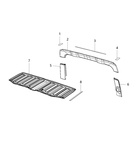 2019 Jeep Wrangler Headliner Rear Diagram 2 - Thumbnail