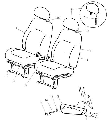2005 Chrysler PT Cruiser Front Seat - Domestic Diagram