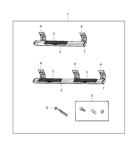 2018 Ram 1500 Step Kit, Tubular Side Diagram 2 - Thumbnail