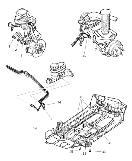 1998 Chrysler Sebring Convertible Lines & Hoses, Brake Diagram 1 - Thumbnail