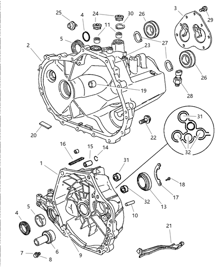 1998 Chrysler Sebring Bearing Input Shaft Diagram for 5014727AA
