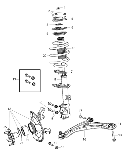 2010 Dodge Caliber Arm Lower Control Front Diagram for 5105041AE