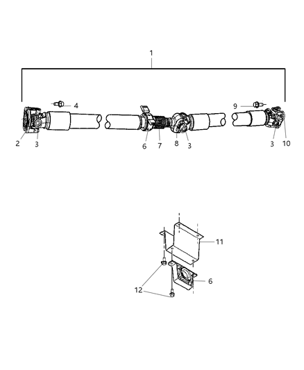 2007 Dodge Ram 3500 Cab Chassis Propeller Shaft - Rear Diagram 3 - Thumbnail
