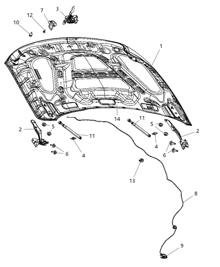 2010 Dodge Ram 2500 Hood Diagram for 55372244AB