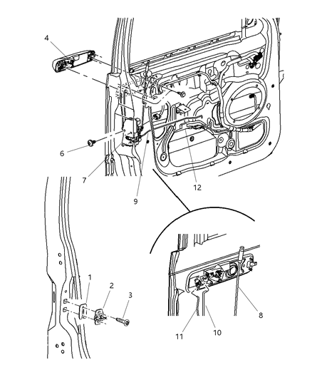 2006 Jeep Grand Cherokee Latch Front Door Diagram for 55394937AE