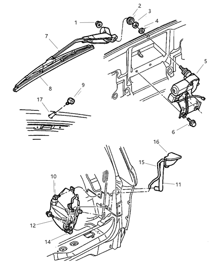1998 Dodge Durango Wiper Motor Diagram for 55076648