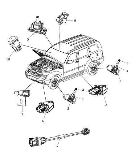 2011 Jeep Liberty Impact Sensor, Outer Diagram for 4896065AB