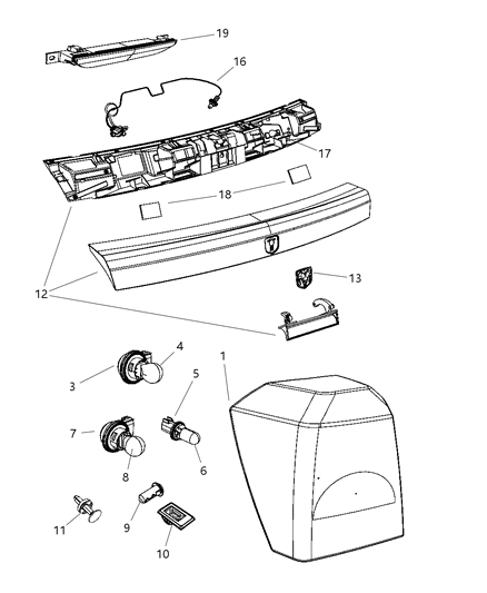 2007 Dodge Caliber Lamp Tail Stop Turn Sidemarker Diagram for 5303753AF