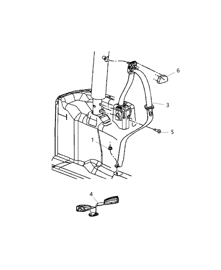 2009 Jeep Wrangler Seat Belt Rear Diagram 1 - Thumbnail