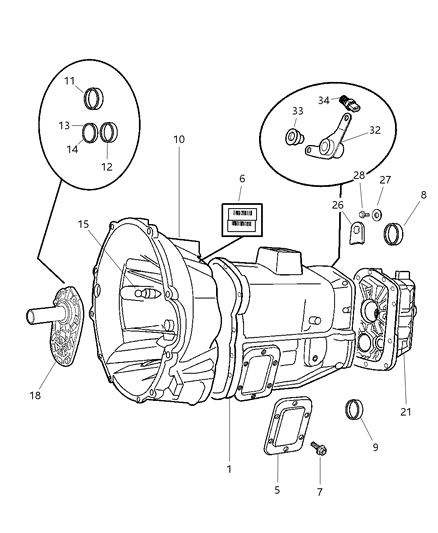 2002 Dodge Ram 3500 Regular Cab Case & Related Parts of Manual Transmission Diagram 2 - Thumbnail