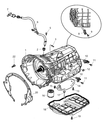 2000 Dodge Dakota Case & Related Parts of Automatic Transmission Diagram 3 - Thumbnail