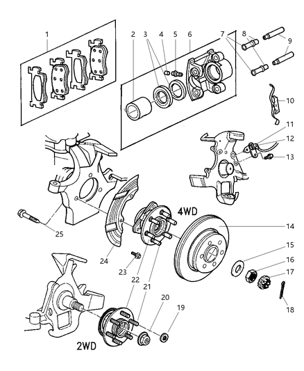 2003 Dodge Durango Hub & Bearing, Front Driver Side Diagram for 52068965AF