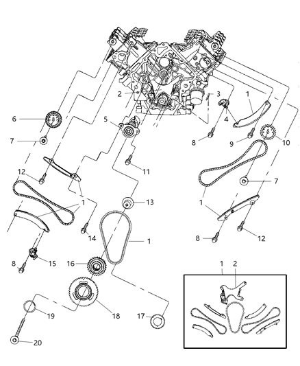 2007 Jeep Liberty Timing Chain & Cover & Mounting & Guides And Gears Diagram 3 - Thumbnail