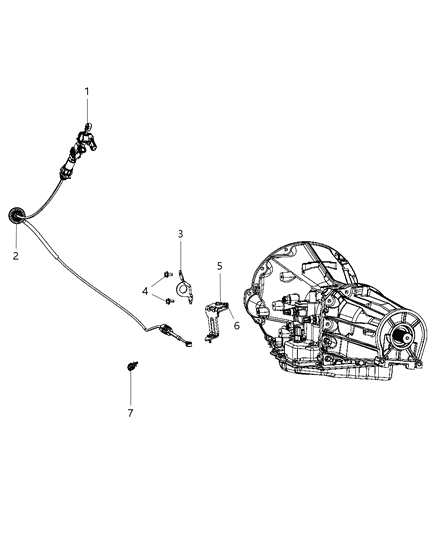2010 Dodge Dakota Gearshift Lever , Cable And Bracket Diagram 1 - Thumbnail