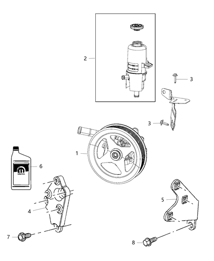 2014 Ram 3500 Cab Chassis Power Steering Pump & Reservoir Diagram 2 - Thumbnail