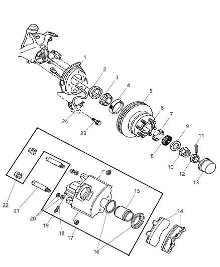 1998 Dodge Ram 3500 Regular Cab Front Brakes Diagram 1 - Thumbnail