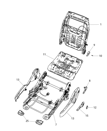 2013 Chrysler 200 Frame Front Seat Back Diagram for 4610332AA