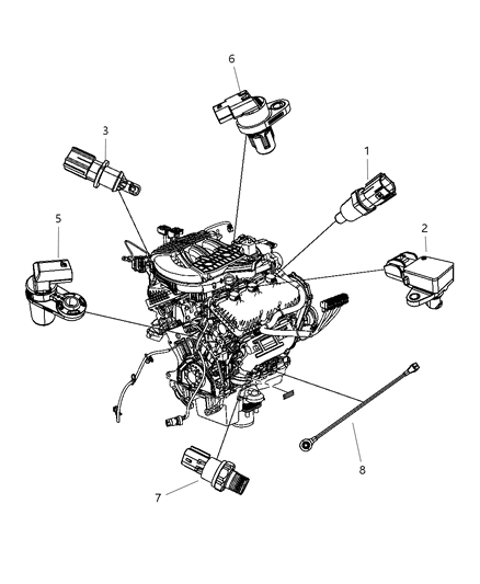 2010 Dodge Nitro Sensors - Engine Diagram 2 - Thumbnail
