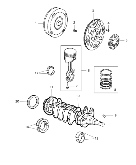 2004 Dodge Stratus Sedan Crankshaft , Piston , Drive Plate & Torque Converter Diagram 2 - Thumbnail