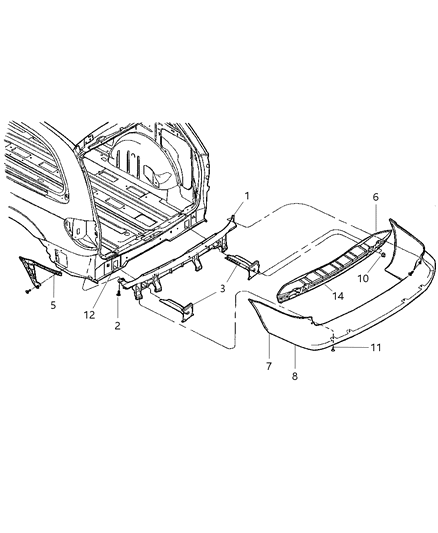 2004 Dodge Caravan Fascia, Rear Diagram