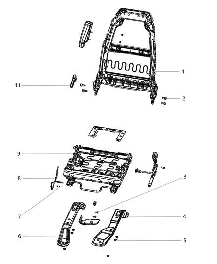 2012 Jeep Wrangler Adjusters, Recliners & Shields - Passenger Seat Diagram 2 - Thumbnail